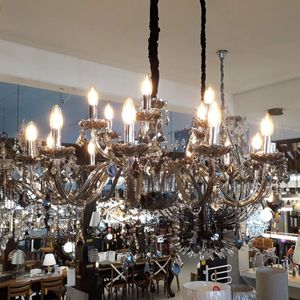 Lustre Tupiara Stone Cliff 18 Bracos Com cristais Fume 3318