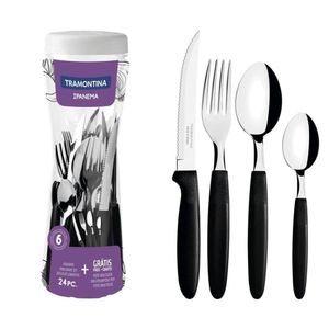 Tramontina Kit Talheres Inox Ipanema 24pc Preto 23399091