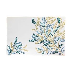 Lugar Americano Retangular Em Tecido Poli-linho Ricamo Vert 50x35cm Auguri Casa