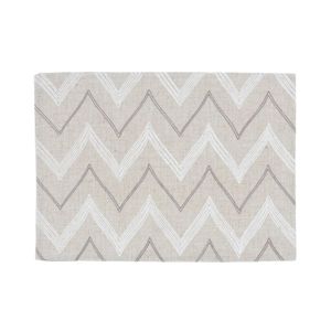 Lugar Americano Retangular Em Tecido Poli-linho Ricamo 50x35cm Auguri Casa Zig Zag Cinza