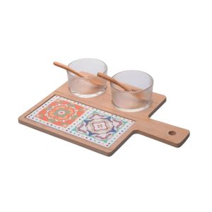 Jogo De Petisqueiras Em Bambu E Tábua Ladrilho Com 6 Peças 32x22,5cm Wolff