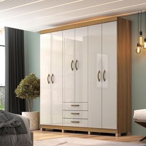 Guarda Roupa 6 Portas E 3 Gavetas Rp3637 Decibal Ipê Cristalo