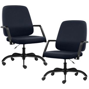 Kit 02 Cadeiras Executiva Diretor Base Giratória Hub F02 Sintético Azul - Lyam Decor