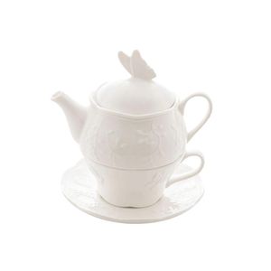 Conjunto Para Chá Em Porcelana Butterfly Flower Com 3 Peças Lyor