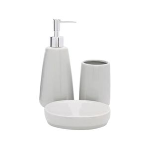 Conjunto Para Banheiro Em Cerâmica Pale Com 3 Peças Mimo Style Pale Grey