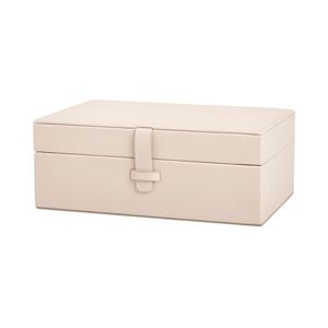 Caixa Retangular Em Mdf Revestida Em Pu Bege Mart 23,5x14,5cm