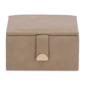 Caixa Quadrada Em Mdf Revestida Em Pu 15,5x15,5cm Mart Bege