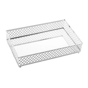 Bandeja Espelhada Retangular Em Metal Barcelona 21x13cm Lyor Prata