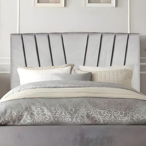 Cabeceira King Cama Box Estofada 195 Cm Lile Linho cinza Claro