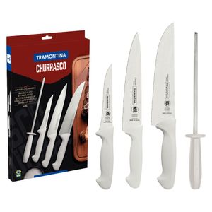 Jogo De Facas Para Churrasco Tramontina Aço Inox Polipropileno 4 Peças
