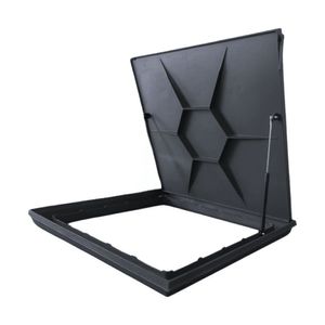 Tampão Tampa Casa De Maquina 80x80 Com Rebaixo Para Piso Aluminio Preto