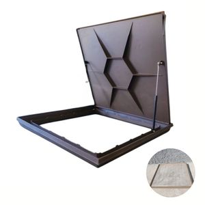 Tampão Tampa Casa Máquinas Piscina 80x80 Com Amortecedor Canaleta Invisível Marrom