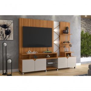 Home Cross Frisado Painel Para Tvs Até 55'' 4 Portas Jequitiba-off White Perolizado Lukaliam