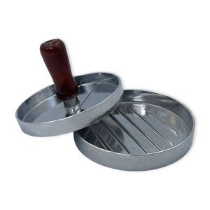 Molde P/ Hambúrguer Artesanal 12cm Alumínio C/ Cabo Madeira