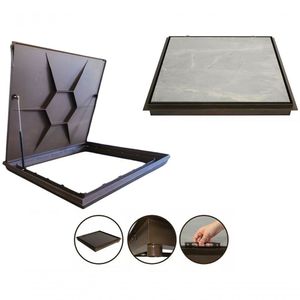 Tampão Tampa Casa De Maquina 80x80 Com Rebaixo Para Piso Aluminio Marrom