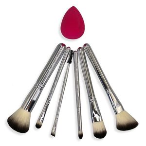 Kit Pincel De Maquiagem Sereia 7 Peças Profissional Esponja