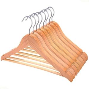 Kit 9 Cabides Madeira Envernizado Barra Calça Gancho Cromado