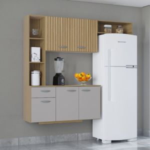 Cozinha Poquema Suspensa Com Balcão Isis Damasco/off White