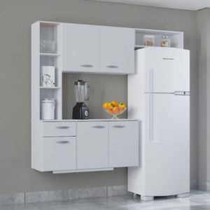 Cozinha Poquema Suspensa Com Balcão Isis Branco