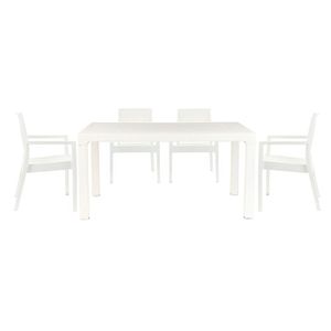 Conjunto Rattan 4 Cadeiras Milano + Mesa Niza Branca