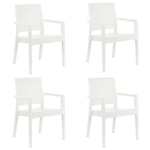 Kit 4 Cadeira Com Braço Milano Rattan + Mesa Capri Branca