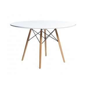 Mesa Redonda Eames Madeira 90 Cm Branco