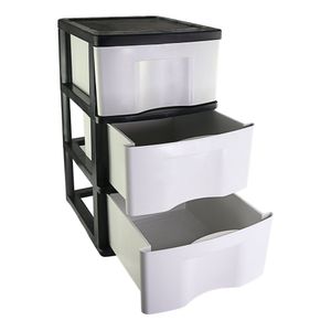 Gaveteiro De Chão Preto E Branco Com 3 Gavetas