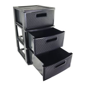 Gaveteiro De Chão Preto 3 Gavetas Organização E Durabilidade
