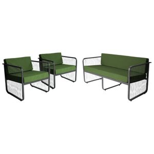 Conjunto 2 Poltronas E Namoradeira Fibra Sintética Santiago Preto-verde