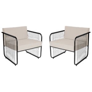 Conjunto 2 Poltronas área Externa Fibra Sintética Córdova Preto-branco