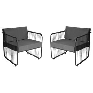 Conjunto 2 Poltronas área Externa Fibra Sintética Córdova Preto-cinza