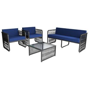 Conjunto 4 Peças Em Alumínio E Corda Náutica Santiago Preto azul