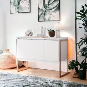 Buffet 3 Portas Estilo Industrial Amsterdã Branco Cobre