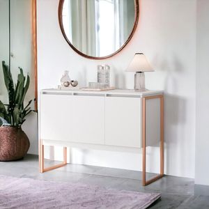 Buffet Design Industrial 3 Portas Turim Branco Cobre