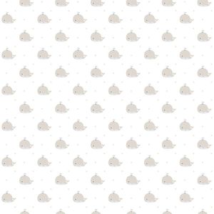 Papel De Parede Lullaby Baleia Bege 2233 - Rolo 10m X 0,53m