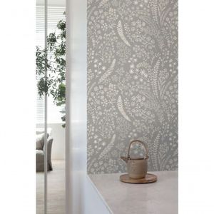 Papel De Parede Muse Floral Cinza E Branco A58703