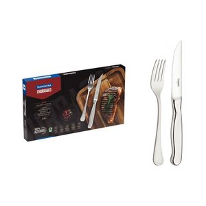 Jogo Para Churrasco Tramontina Zurique Aço Inox Facas Jumbo Fio Serrilhado Alto Brilho 12 Peças Tramontina