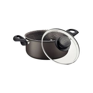 Panela Caçarola Grande Paris 26cm Cinza Grafite Com Tampa De Vidro E Antiaderente Tramontina