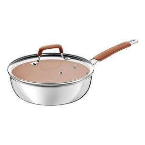 Frigideira Funda Tampa Tramontina Romagna Aço Inox Alumínio Cerâmico Marfim 24 Cm 3,1 L Tramontina