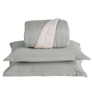Kit Cobre Leito Colcha Capri Casal Dupla Face 3 Peças Cinza 100% Poliéster