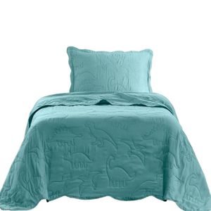 Kit Cobre Leito Colcha Bouti Solteiro Infantil 2 Peças Verde 100% Poliéster