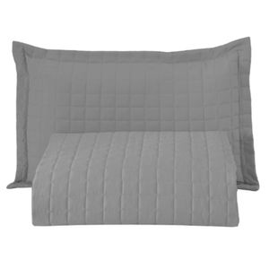 Kit Cobre Leito Colcha Monaco Solteiro Dupla Face 2 Peças Cinza 100% Poliéster