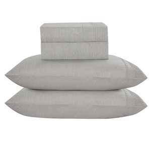 Jogo De Cama Lençol Queen Plysce Percal 300 Fios 4 Peças Cinza 100% Poliéster