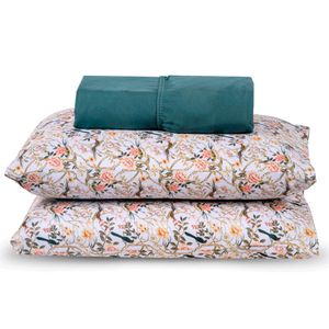 Jogo De Cama Lençol Casal Topchick 3 Peças Verde 100% Poliéster