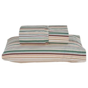 Jogo De Cama Lençol Solteiro Estandarte Percal 180 Fios 2 Peças Listrado Verde 80% Algodão 20% Poliéster