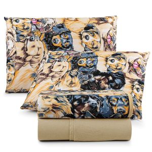 Jogo De Cama Lençol Sonho Bom Casal Em Malha 4 Peças Cáqui 100% Algodão