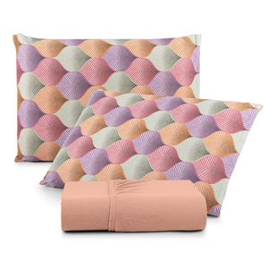 Jogo De Cama Lençol Sonho Bom Casal Em Malha Algodão Salmão 100% Algodão