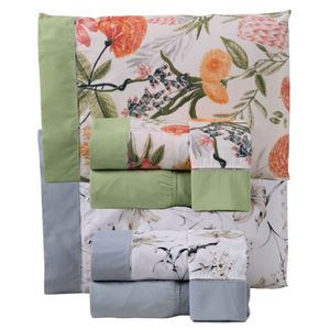 Combo 2 Jogo De Cama Lençol King California 4 Peças Verde Cinza 100% Poliéster
