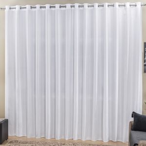 Cortina Top Chick 3 Metros Sala Quarto Tecido Ráfia Para Varão - Branca - 100% Poliéster