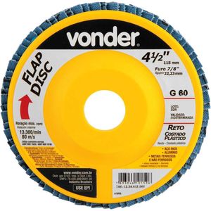 Flap Disc 4.1/2 G60 Costado Pvc Reto Para Aço Carbono E Ino